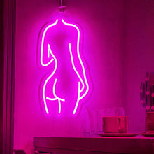 Load image into Gallery viewer, Naked lady baring behind LED Neon light
