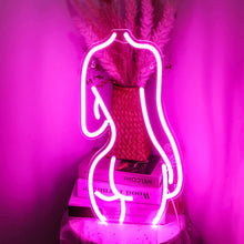Load image into Gallery viewer, Naked lady baring behind LED Neon light