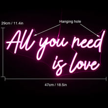 Load image into Gallery viewer, All you need is love LED Neon light (large size, pink)
