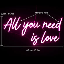 Load image into Gallery viewer, All you need is love LED Neon light (large size, pink)